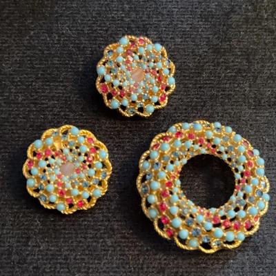 Sarah Covington. Spiral Pin And Earrings Set. 