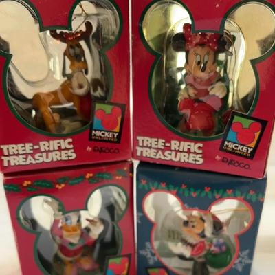 Four Disney Christmas Ornaments In Boxes. 