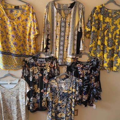 Yellow, Blue, And Black 3x Blouses