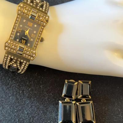 Classic H. Daus Beautiful Earrings And Watch Set. 