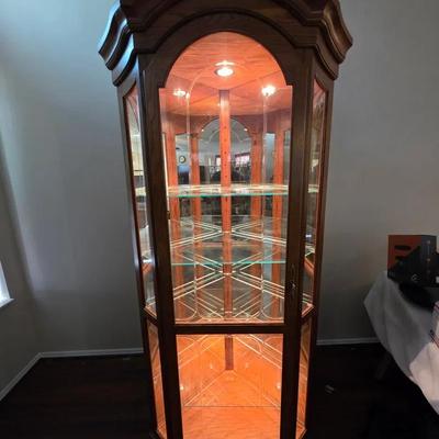 Wooden And Glass 5 Tier Showcase Cabinet **Shippable With Isr Of White Glove** 