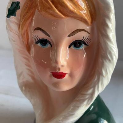1965 Relpo Head Vase. Blond. Christmas. 