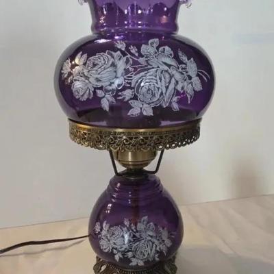 Hurricane Amethyst Colored  glass lamp (Parlor Lamp) Item "B"