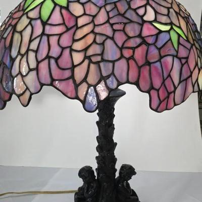 Heavy BrassStained Glass Lamp 
