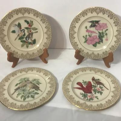 LENOX Garden Bird Plate Collection; 4 Plates 