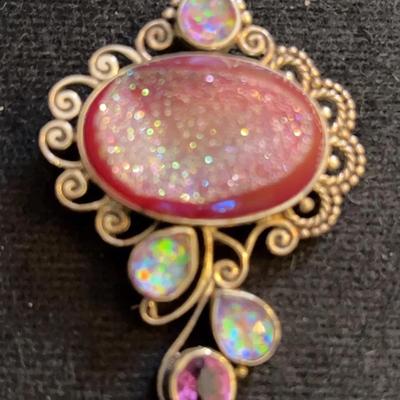 Sajen .925 Pendant. Beautiful Aurora Open Geode.