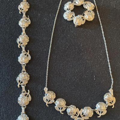 Silver Roses. Very Nice Sterling Set. 3 Pieces. 