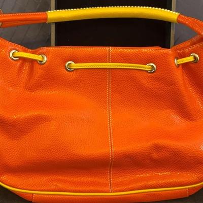 Colorful Pebbled Leather Handbag. 