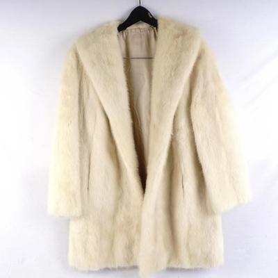 Women’s Vintage Fox Fur Coat – Size Medium, Cream Color