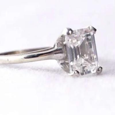 DASON 10K White Gold Clear Quartz Ring – Size 5.5, (2.7g)