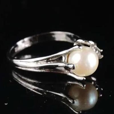 Sterling Silver ESPO Pearl Ring Size 6.5