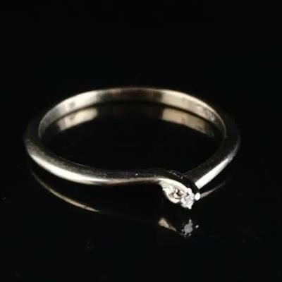14K Gold Diamond Ring – Size 6, (1.3g)