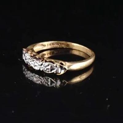 14K Yellow & White Gold Ring – Size 4.5, (1.8g)