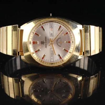 Jean Cardot Gold-Tone Watch – 17 Jewel Flex Band (Missing Crown)