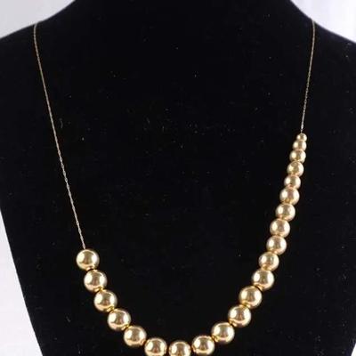 14K Gold Beaded Necklace – 24" Chain, (3.6g)