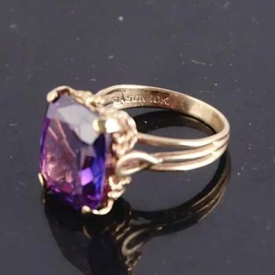 DASON 10K White Gold Amethyst Ring – Size 6, (5.3g)