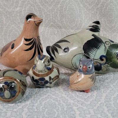 Tonala Mexican Folk Art Pottery Birds And Fish