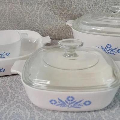 Vintage CorningWare Blue Cornflower Casserole Dishes Set Of 4