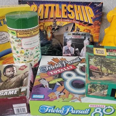 Game Night Collection Including Vintage 1994 Fred Flintstone Fruit Container 