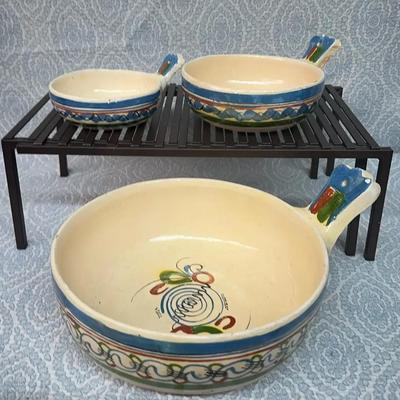 Mexican Redware Nesting Bowls - L 10”