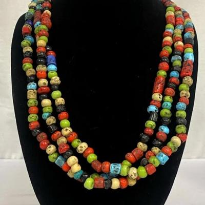 3 Strand Multi Stone Necklace 