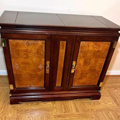 Asian Inspired Burl Wood Inlay Buffet 