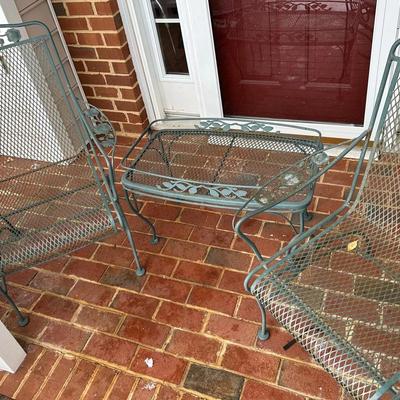 Pair Of Wrought Iron Chairs And Table 