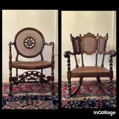 Royal Replica, Caned Chair And Rocker
