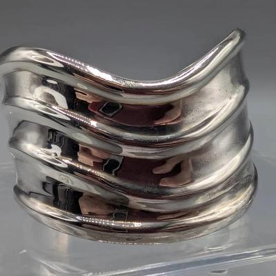 Sterling Silver Wave Form Cuff Bracelet 