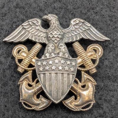 WWII Sterling US Navy Officers Insignia Pin