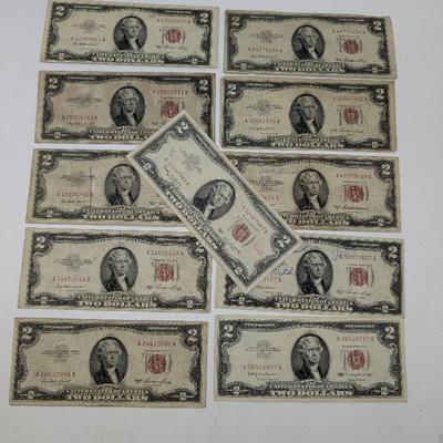 Eleven Red Seal $2 Notes