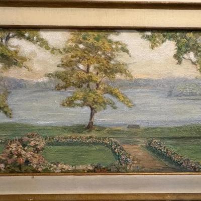 Vintage Signed Painting On Board-Water Scenery 