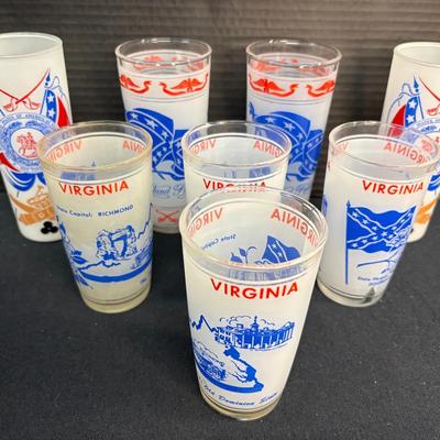Confederate Virginia Glasses & Playing Card Glass Set