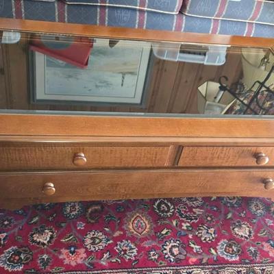 Display Top Coffee Table & Vintage Bookcase 
