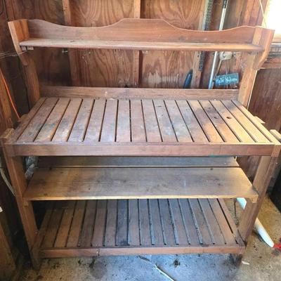 Wooden Garden Potting Table Shelf