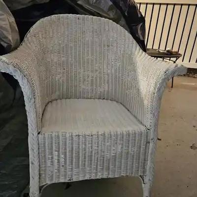 1930's White Lloyd Loom Wicker Tub Chair w/ Braided Arms – Coastal Porch Decor