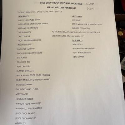 Sale Photo Thumbnail #91: INFORMATION ON THE 1968 CHEV TRUCK