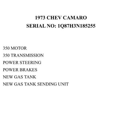 Sale Photo Thumbnail #120: INFORMATION ON THE 1973 CHEV CAMARO