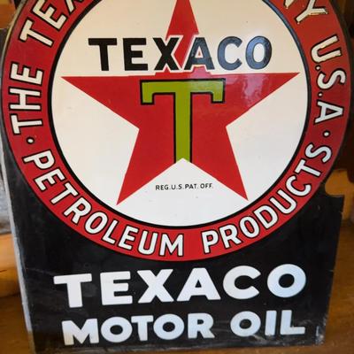 Porcelain Texaco Motor Oil Advertising Sign