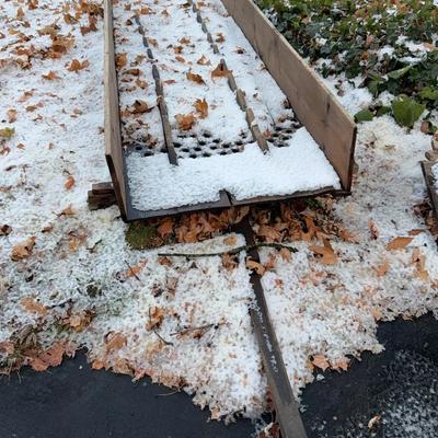Antique Wooden Wagon Bed With Holes