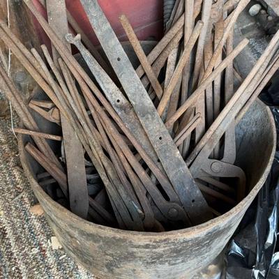 Large Antique Cast-Iron Pot With Tools