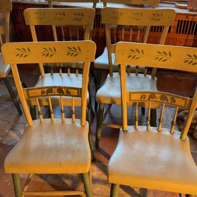6 matching Hand Painted Antique Chairs