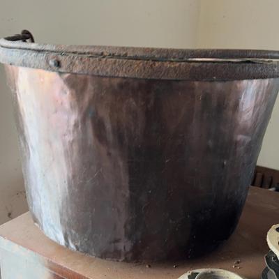 Large Antique Copper Pot Or Kettle
