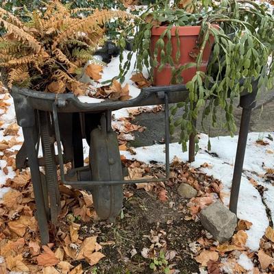 Antique Metal Equipment Used As Planter 2