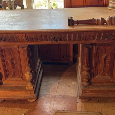 Antique Wood Very Heavy Desk