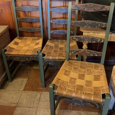 3 antique Ladder Back Chairs