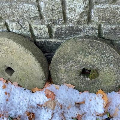 2 antique Stone Grist Mill Wheels