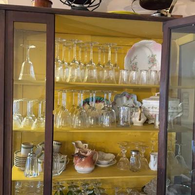 Glassware & Dishes Inside Display Case