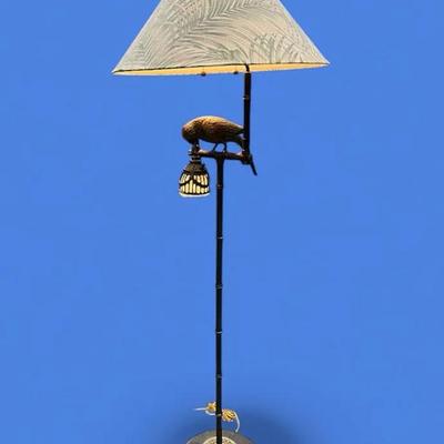 Frederick Cooper ‘Poly By Night’ Bronze Finish Metal Parrot Floor Lamp