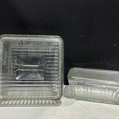 1932 Anchor Hocking Vintage Design Ribbed Refridgerator Dishes